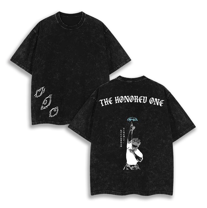 تي شيرت كلاسيكي كبير الحجم Y2k من القطن الناعم ملابس الشارع الشهير Jujutsu Kaisen حمض مغسول تي شيرت للنساء والرجال ملابس بأكمام قصيرة تي شيرت كبير الحجم #1
