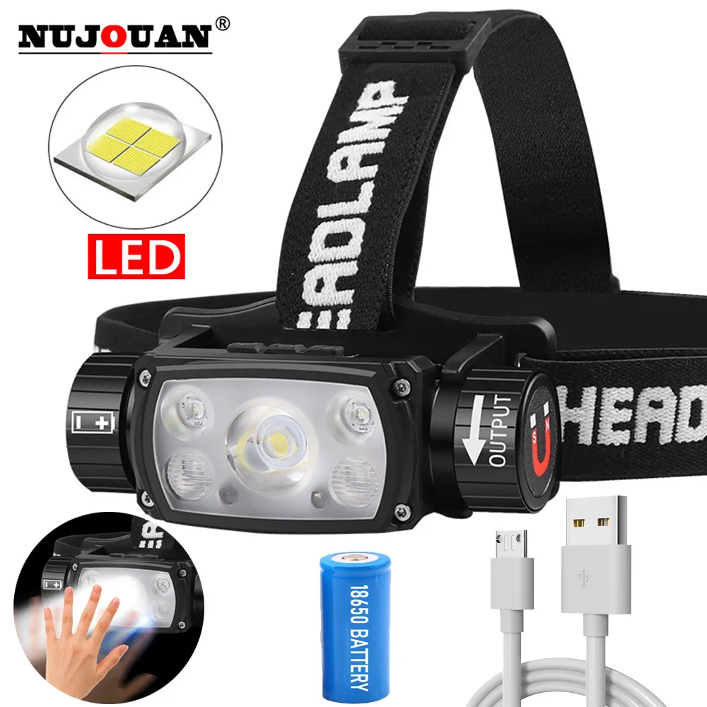 

Usb Rechargeable Led Headlight Super Bright 5 Working Modes Headlamp Waterproof Head-Mounted Flashlight For Night Fishing Hiking