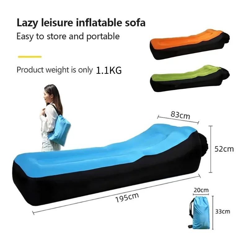 Matelas gonflable pliant, canapé-lit de camping, taille unique, tapis de couchage extérieur pour voyages, oreiller portable, coussin de plage,