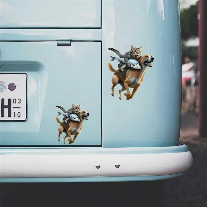 Fashion Funny Cat Dog Fish Self Adhesive Waterproof Car Stickers Decorative Painting Bedroom Living Room Stickers Stationery