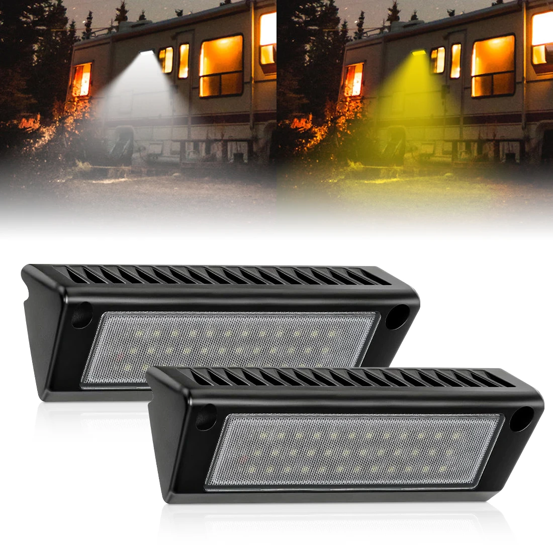 

2PCS RV Porch Light 9-Inch 54W LED Light 6500K 3000k Outdoor Lighting Scene Work Lamp for Caravan Camper Marine Boats Trailers