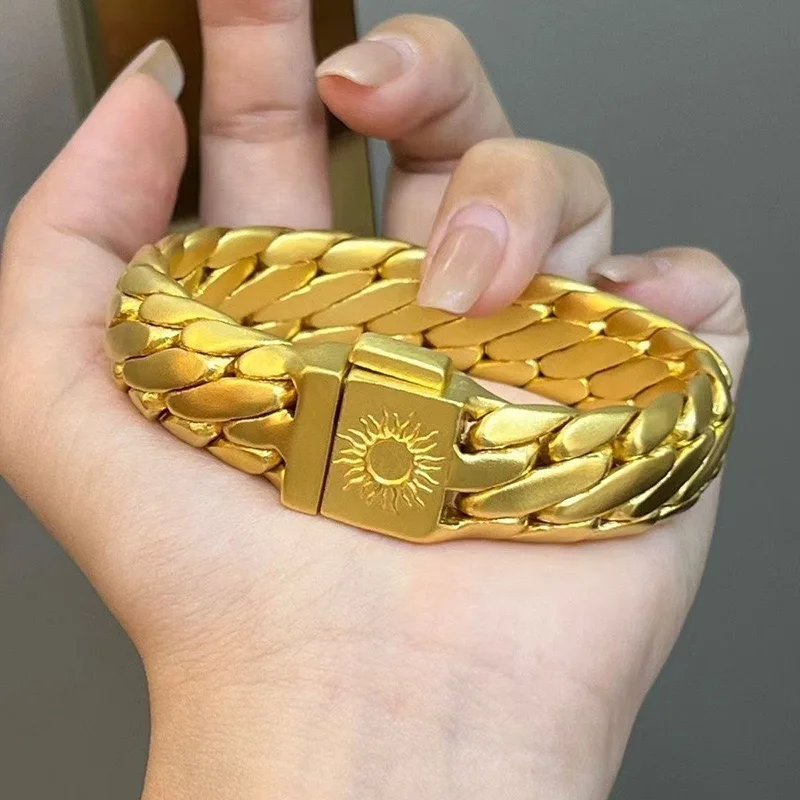 9999 24K genuine gold fashionable men's lion dance gold bracelet, genuine gold jewelry boss gold bracelet