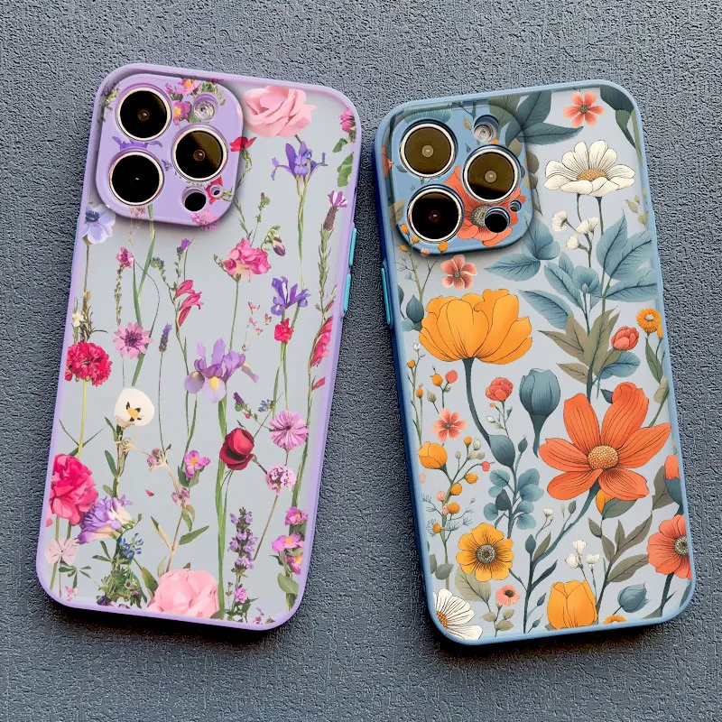 Elegant Pink Purple Peony Flower Phone Case For iPhone 16 15 14 13 12 11 Pro Max Mini XS X XR SE 2020 7 8 Plus Shockproof Shells