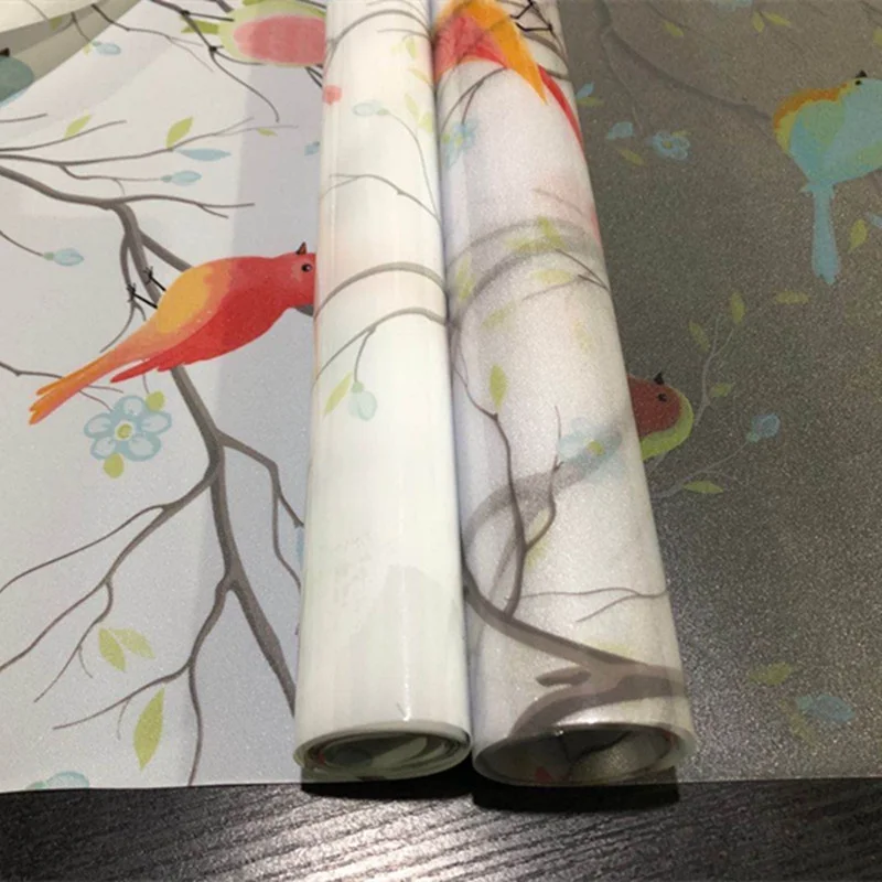 Colorful Bird Frosted Window Film Static Cling Stained Stickers for Home Office