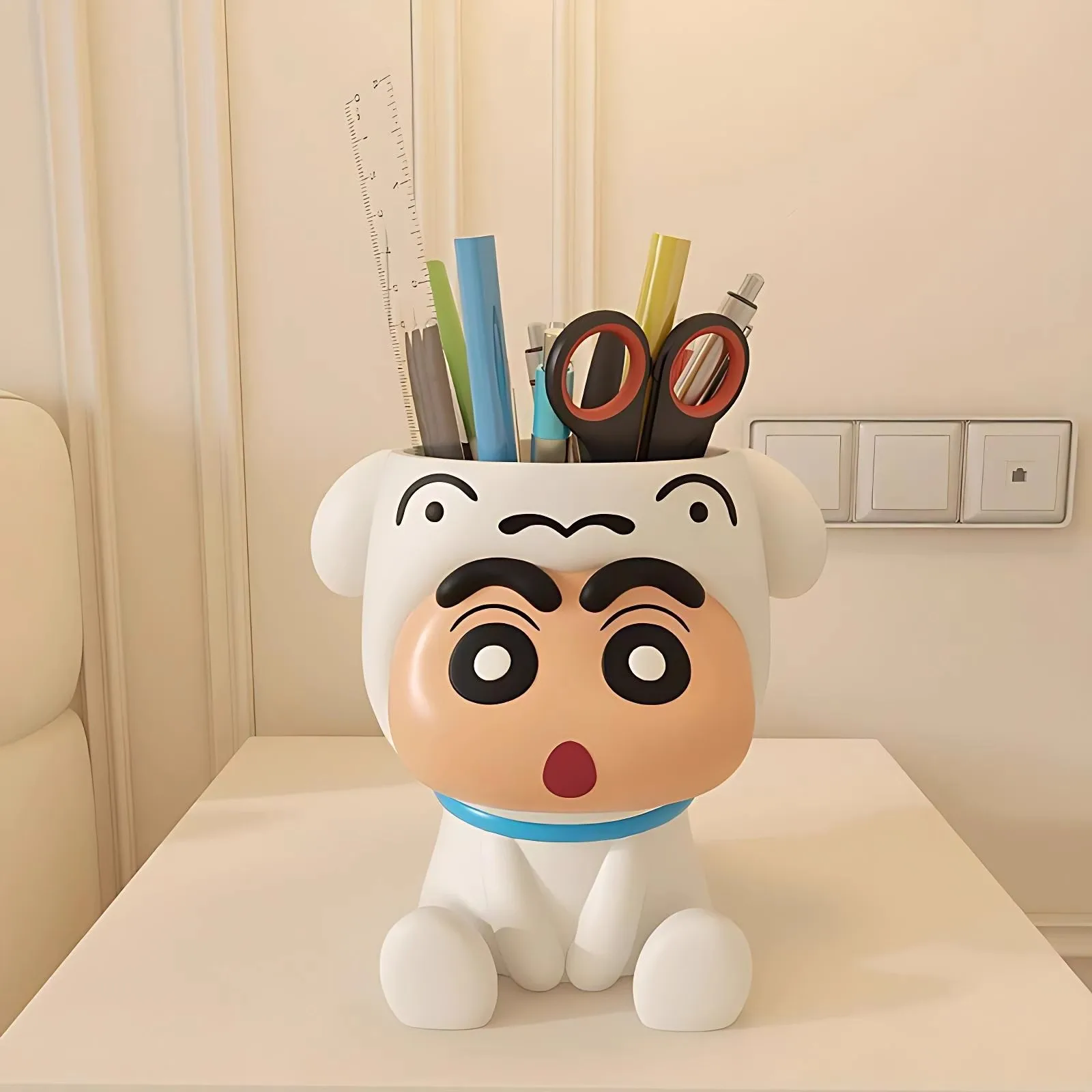Crayon Shin-chan Shiro Pen & Makeup Brush Holder, Anime Desk Decor,Multifunctional for Pens, Remotes & Small Items