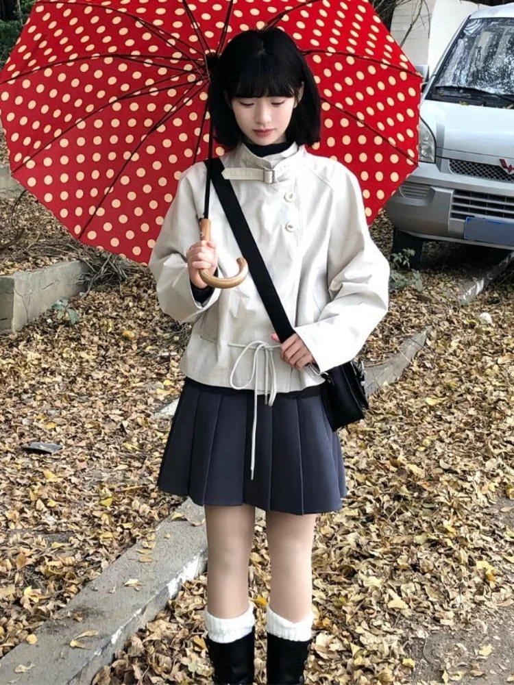 Drawstring Slim Waist Simple Office Lady Chaqueta Mujer Short New Small Fellow Coat Korea Chic Moda All-match Minority Jackets