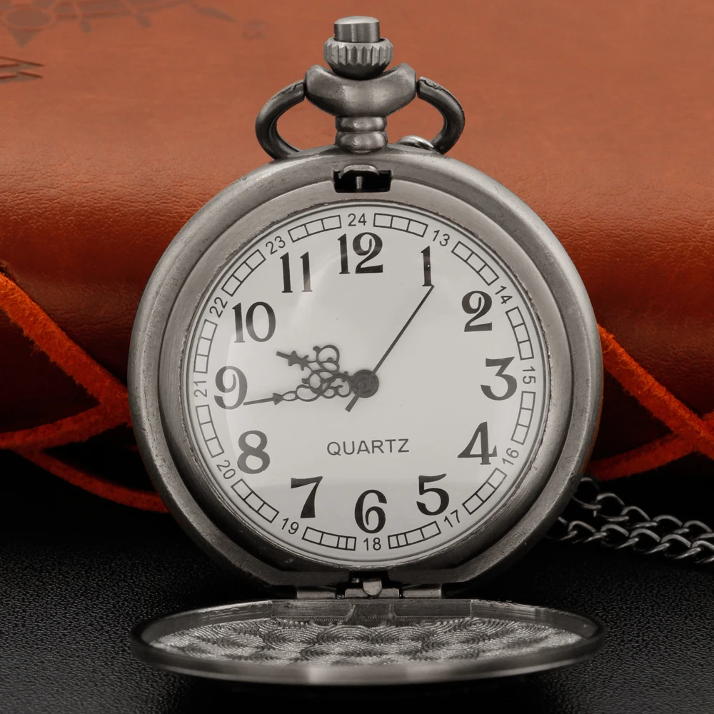 Grey Armed Character Game Quartz Pocket Watch Exquisite Vintage High Quality Necklace Timing Pendant Jewelry Gift Clock