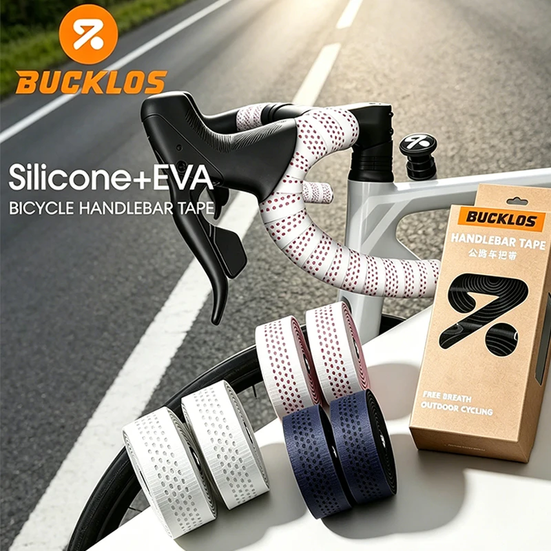 

BUCKLOS Cycling Handle Bar Tape Silicone EVA Anti-slip Bar Tape Breathable Soft Bike Handle Wrap Wear-resisting Bicycle Tapes