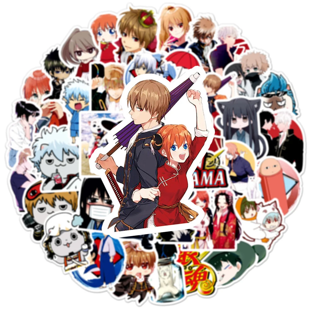 

10/30/50pcs Classic Anime Gintama Stickers Cool Gintoki Shinpachi Kagura Decal Suitcase Guitar Laptop Cartoon Waterproof Sticker