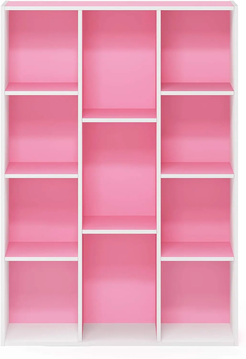 Luder Bookcase / Book / Storage , 11-Cube, White/Pink