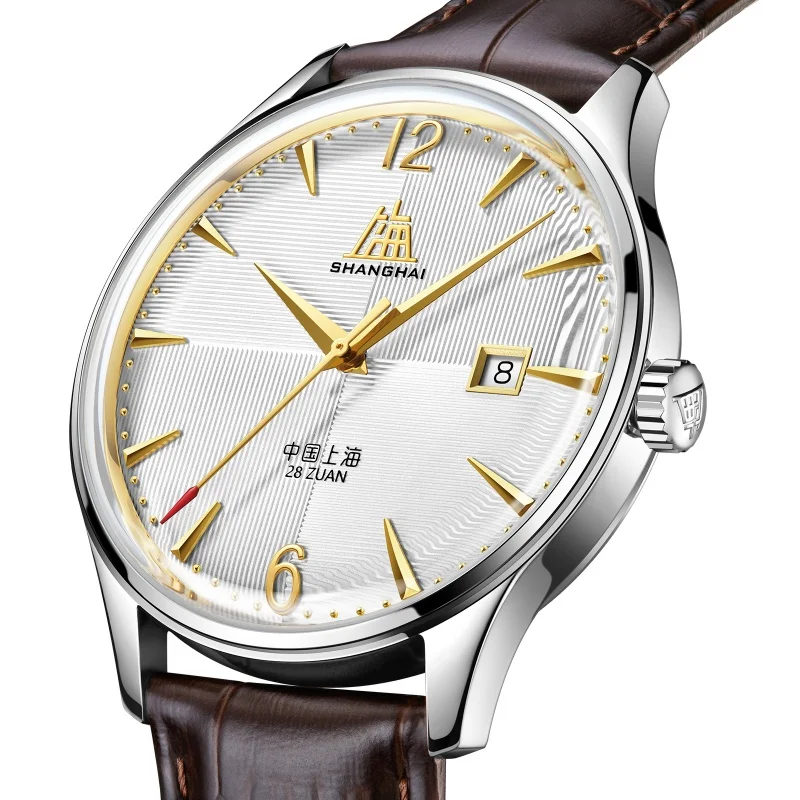 Shanghai Watch 39mm Automatic Mechanical Watch Horizontal And Vertical Patterns Dial Stainless Steel Sapphire Waterproof Watches