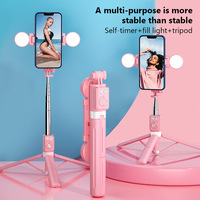 B12 Wireless Selfie Stick Stand with Light Bluetooth Remote Extendable Tripod for iPhone Mobile Phone Tiktok Live Streaming