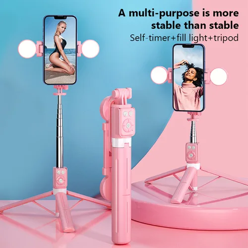 Soporte de palo de Selfie inalámbrico B12 con trípode extensible remoto Bluetooth ligero para iPhone teléfono móvil Tiktok transmisión en vivo