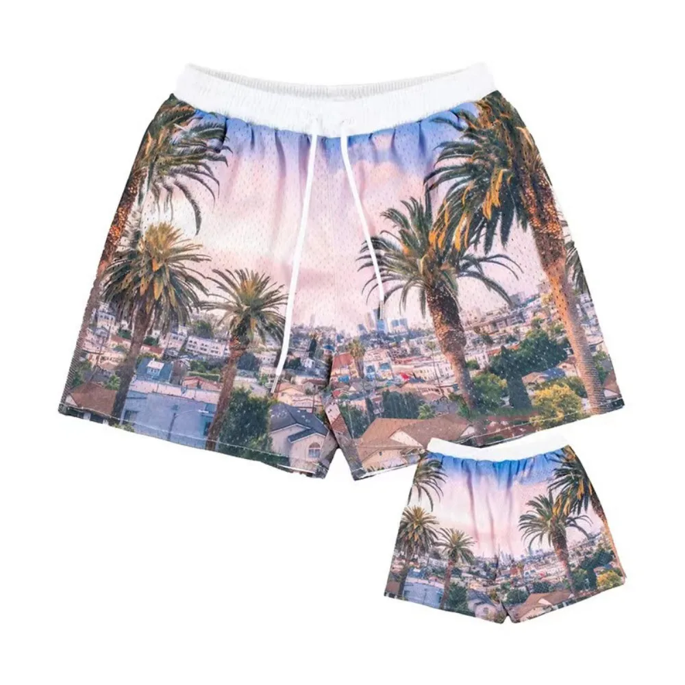 Basketball Summer American Sports Shorts Men\'s Sublimation Printed Mesh Breathable Quick-Drying Basketball Beach Quarter Pants