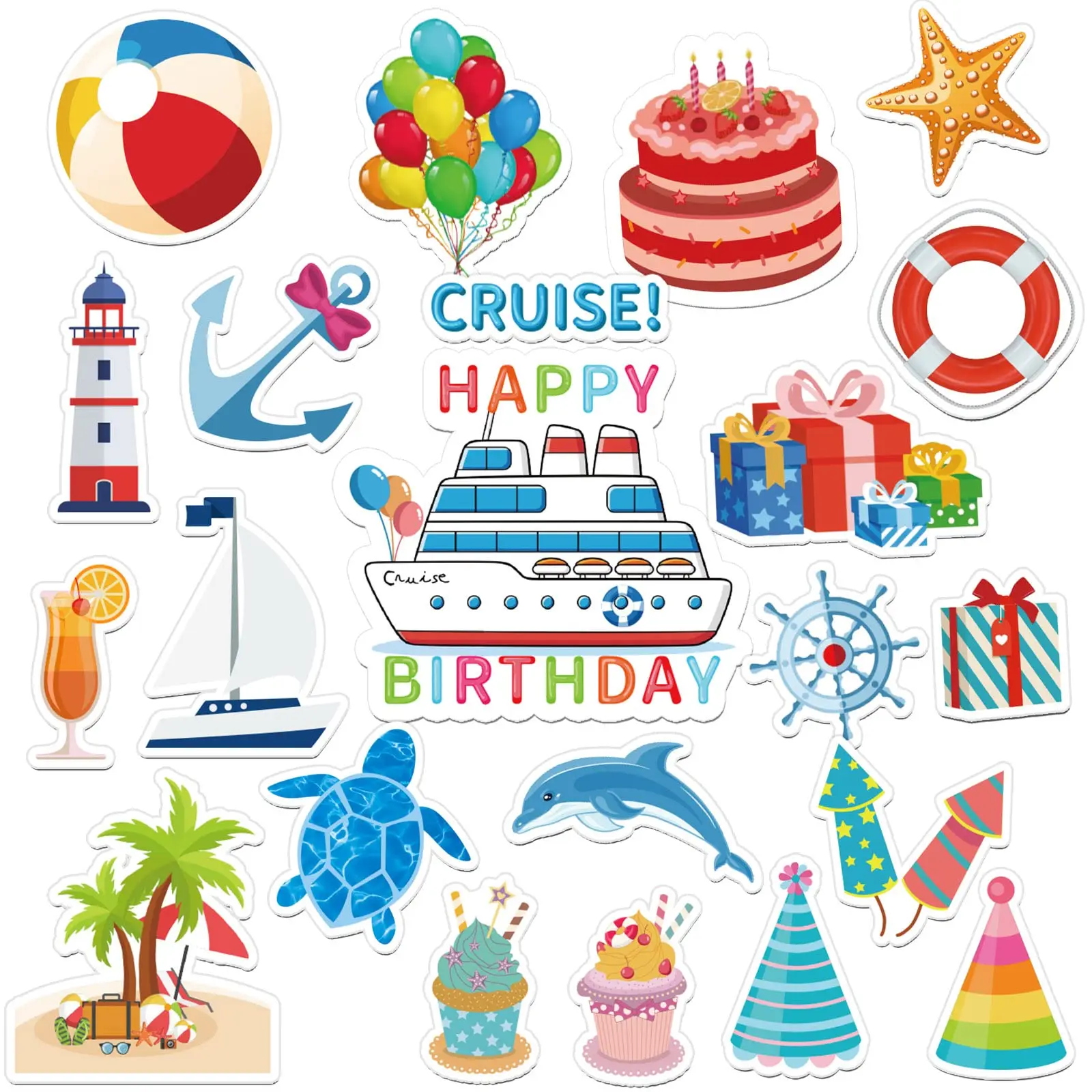 

Cruise Door Decorations Magnetic, 22pcs Funny Birthday Reusable Cruise Door Magnets Stickers