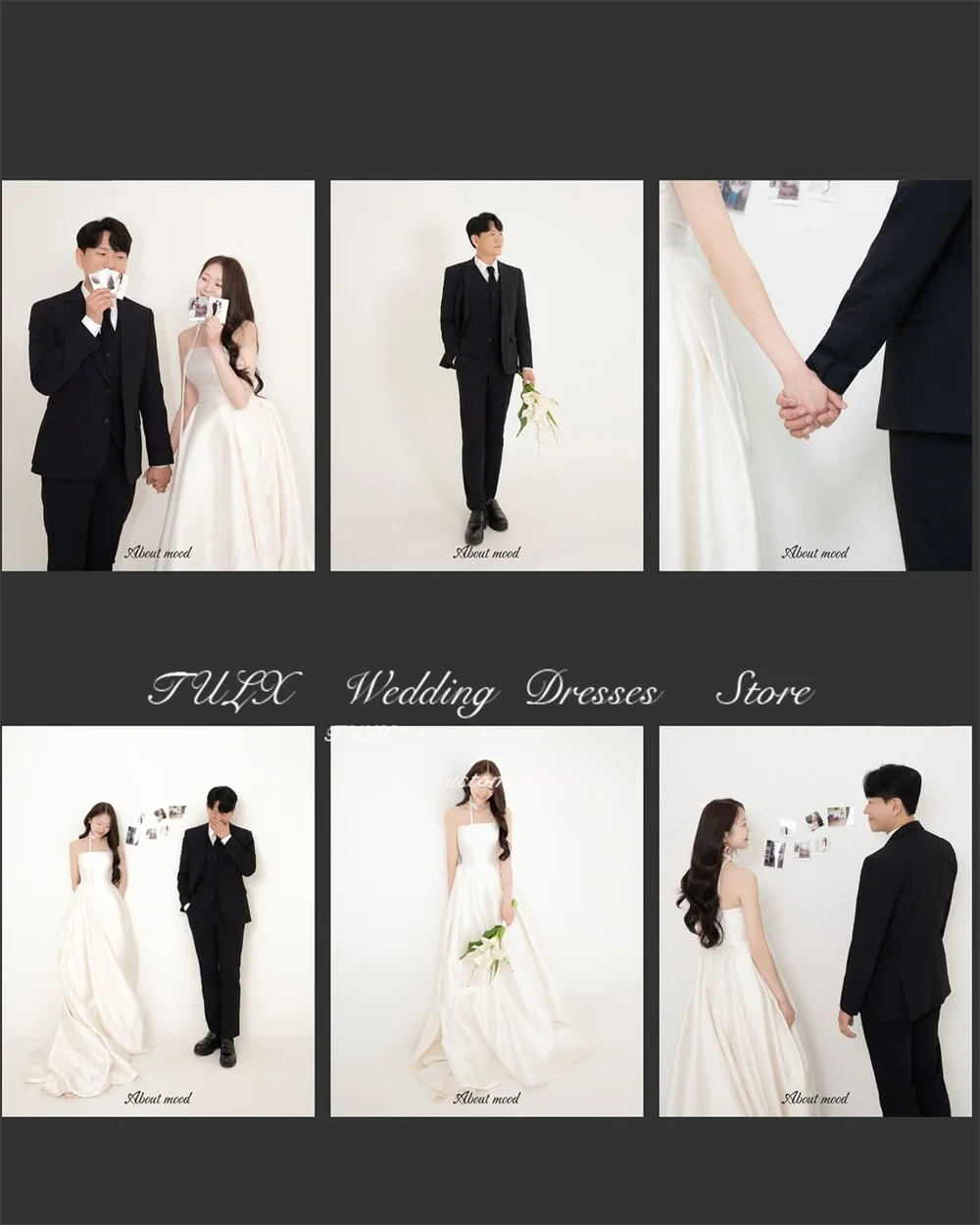 TULX-vestido de novia de satén marfil sencillo, sesión de fotos de Corea, sin tirantes, sin mangas, largo hasta el suelo, corsé, vestidos de novia personalizados