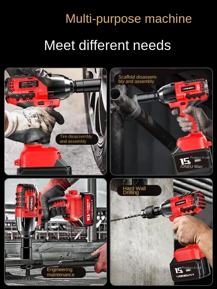 Chave elétrica sem escova com torque poderoso e bateria de íon de lítio para reparo automotivo resistente