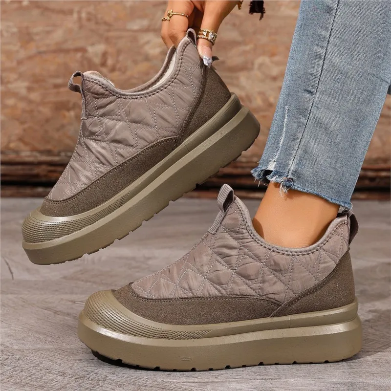 أحذية امرأة الثلوج 2025 الاتجاه أحذية النساء الانزلاق على أحذية امرأة أفخم منصة حذاء من الجلد الفراء بوتاس موهير الشتاء الفتيات الأحذية #3