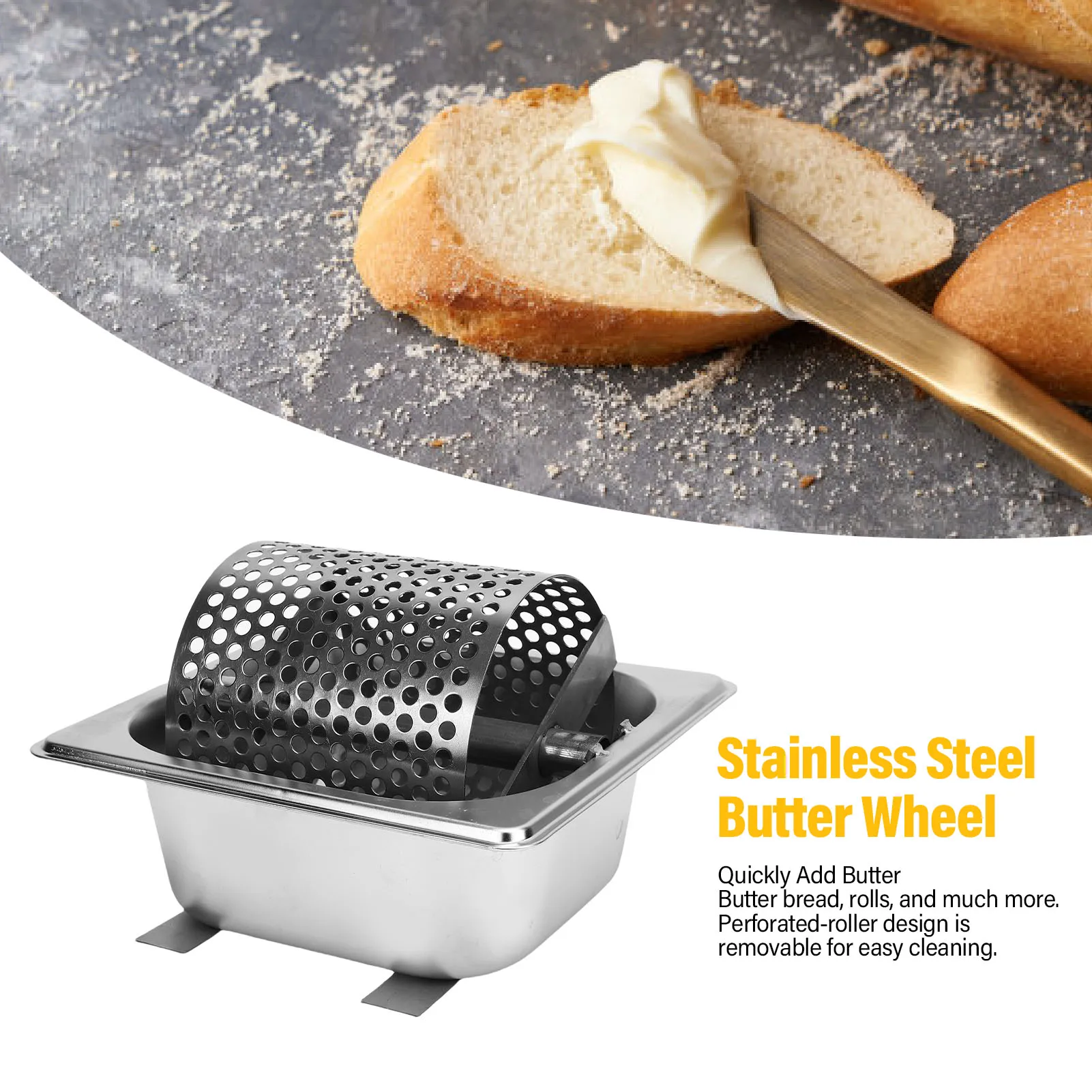 304 Stainless Steel Butter Wheel Butter Roller for Golden Crust Even Spread Kitchen Grill Accessory for Burgers Bread BBQ Cookou