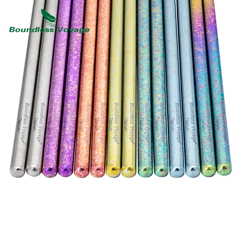 Boundless Voyage Colorful Titanium Chopsticks Outdoor Tableware Camping Daily Ultralight Curlery 1 Pair Ti1005T