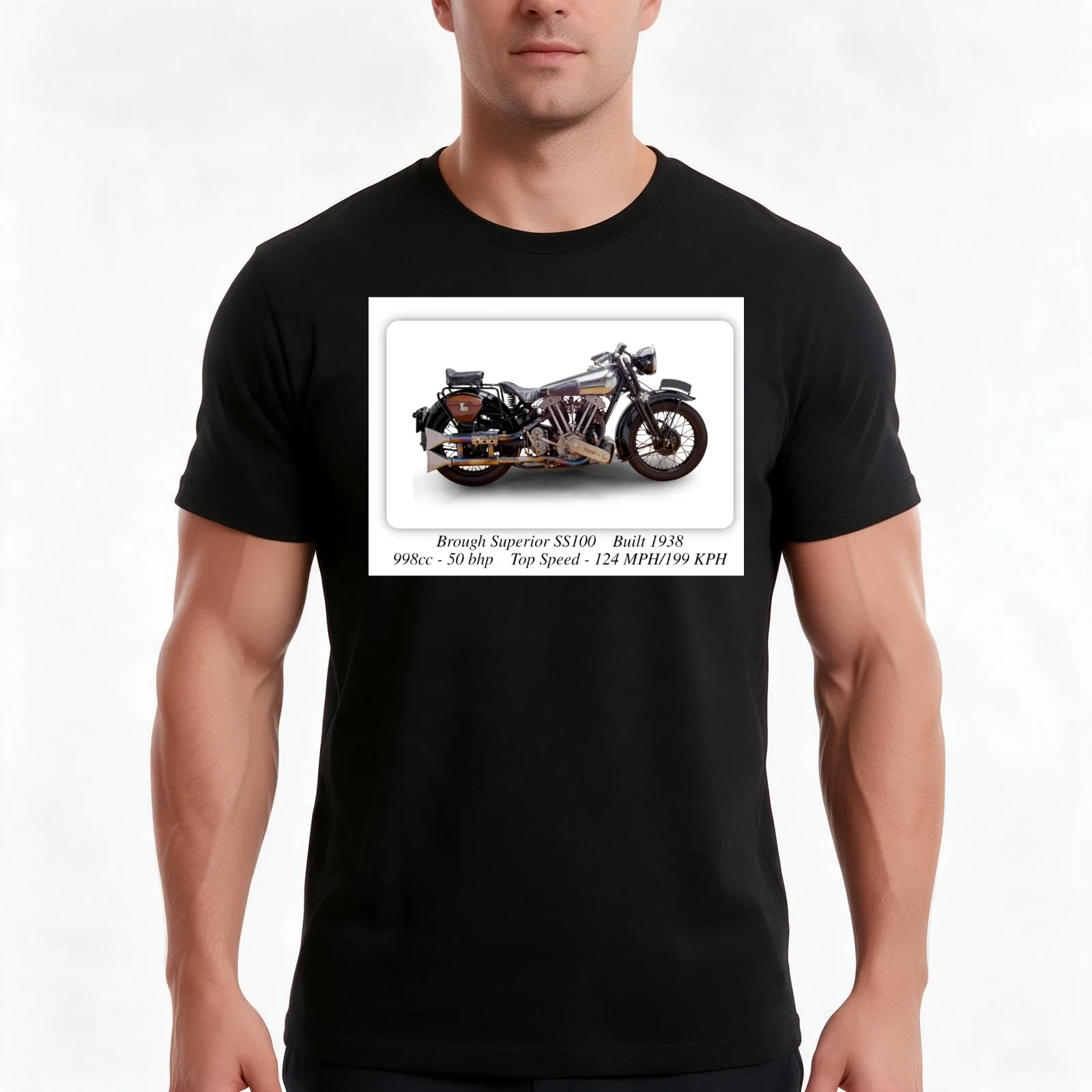 Brough Superior SS100 Motorcycle Print or Poster T-Shirt Summer Casual Cotton Tee Oversized Streetwear Tops Unisex Men Women