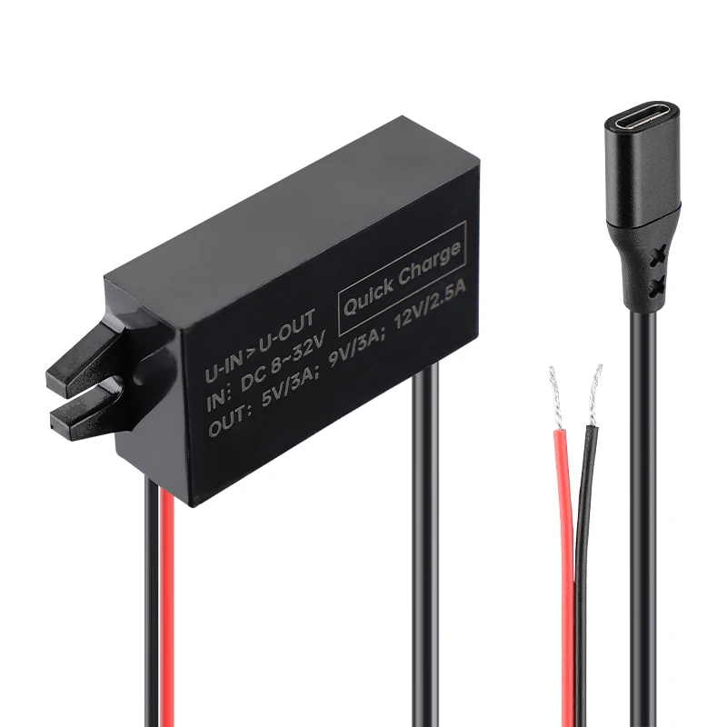 8V-32V to 5V/9V/12V PD 30W Type-C Fast Charger Buck Module Car Power Converter Waterproof Modified Car Van Caravan Cruiser Bus