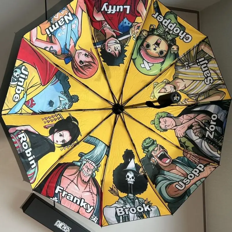 

One Piece Luffy Umbrella Anime Automatic Umbrella Opening Closing New Automatic Ten Bone Umbrella Black Glue Sunscreen Umbrella