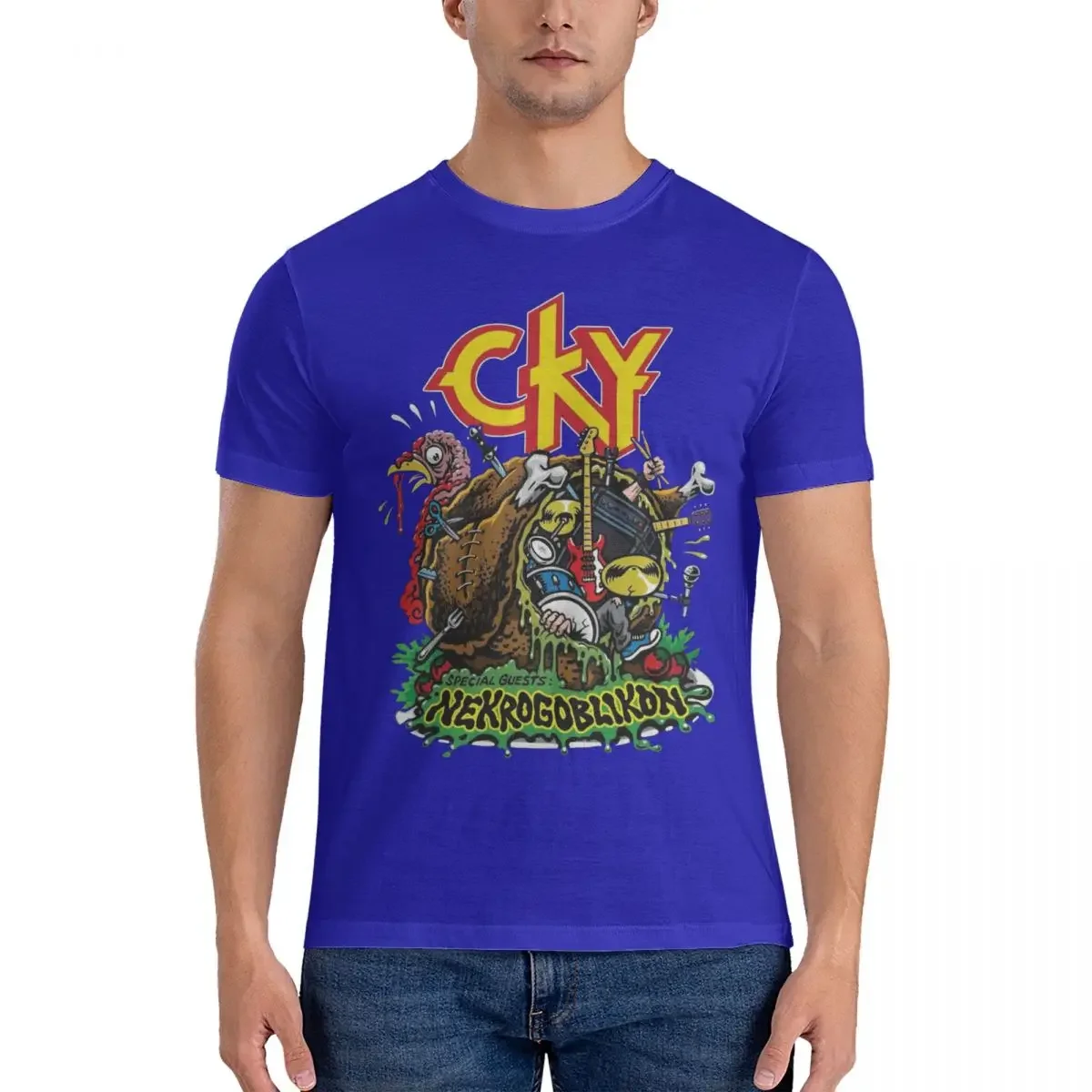 Summer harajuku custom Guest Star CKY T-Shirt for Men Nekrogoblikon Fashion Pure Cotton Tee  O Neck Short Sleeve Printed Clothes