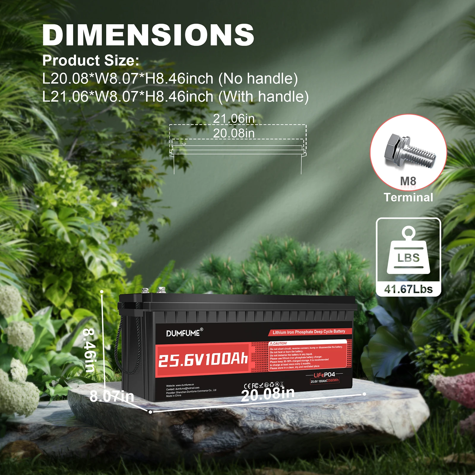 بطارية ليثيوم Dumfume 24 فولت 100 أمبير LiFePO4 مع مخرج طاقة 100 أمبير BMS 2560 وات أنظمة طاقة شمسية خارج الشبكة محرك التصيد RV احتياطية منزلية #2