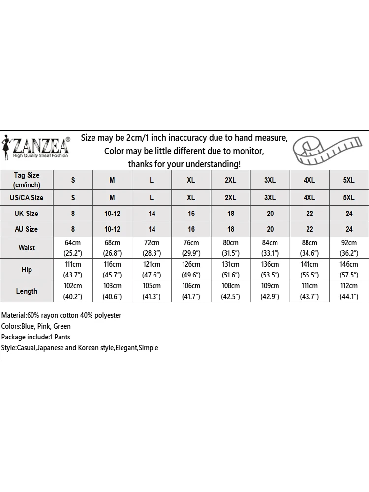 ZANZEA プラスサイズ レディース ワイドレッグパンツ ルーズ カジュアル レースアップ ウエストゴム ソリッドカラー 日常ズボン デニムルック L-5XL