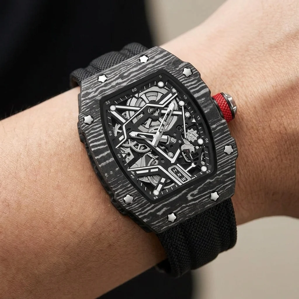 New Distinctive Patterns Male Quartz Watches Men Nylon Hot Selling Ultra-thin Tonneau Barrel Shaped Decorative Dial Clock Reloj