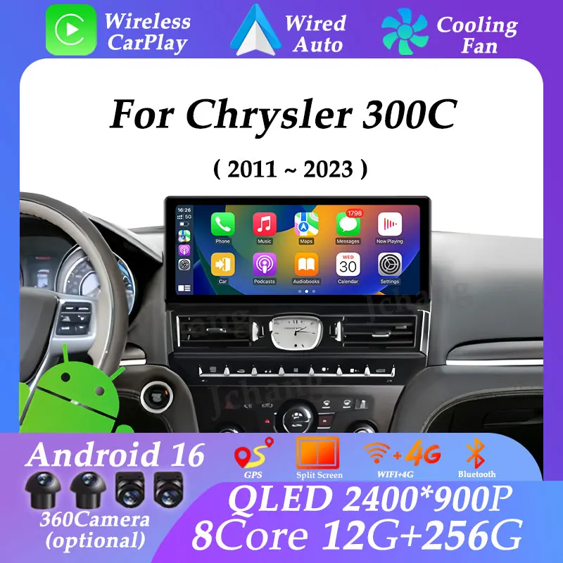 

Мультимедийный плеер с ультратонким экраном Android 16 для Chrysler 300C 2011-2023, разделенный экран, GPS-навигация, Carplay, Auto Head Unit, DSP, BT