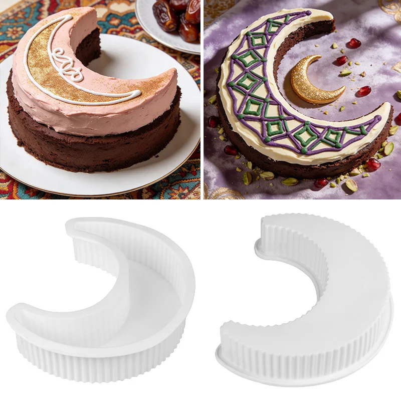 

1/2pcs Ramadan Moon Silicone Cake Mold Islamic Muslim Party Moon Shaped Dessert Mousse Mould Eid Mubarak DIY Baking Decorations
