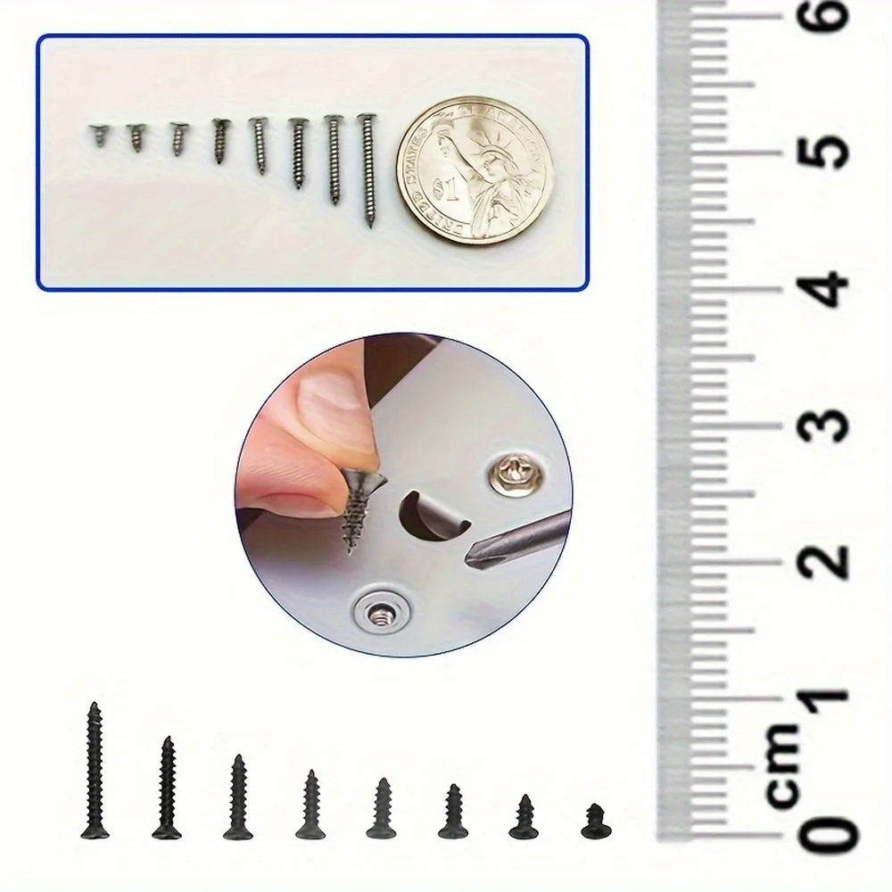 Kit assortimento di viti autofilettanti Phillips nere M2 da 800 pezzi, viti di bloccaggio e viti per legno