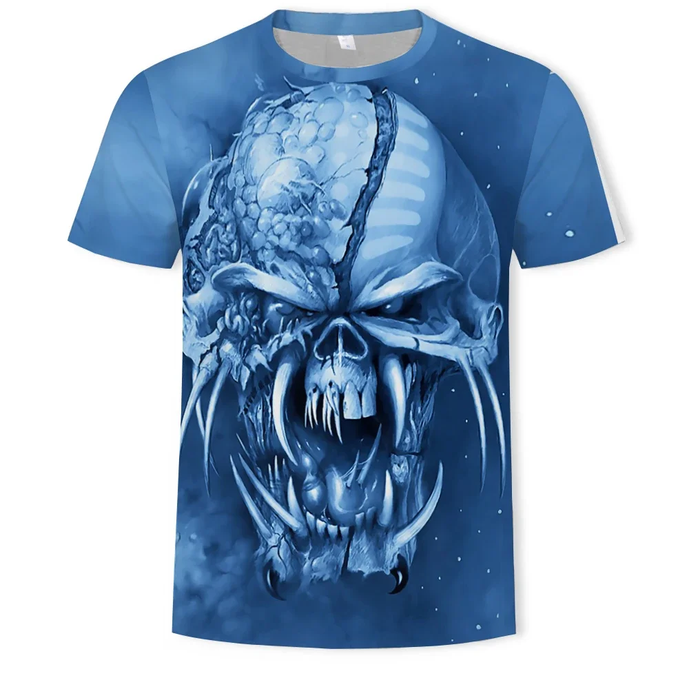 New Hot Summer Men 3D Skeleton Print T-shirt Fashion Heavy Metal Reaper Short Sleeve Harajuku Style T-shirt Loose Comfortable To