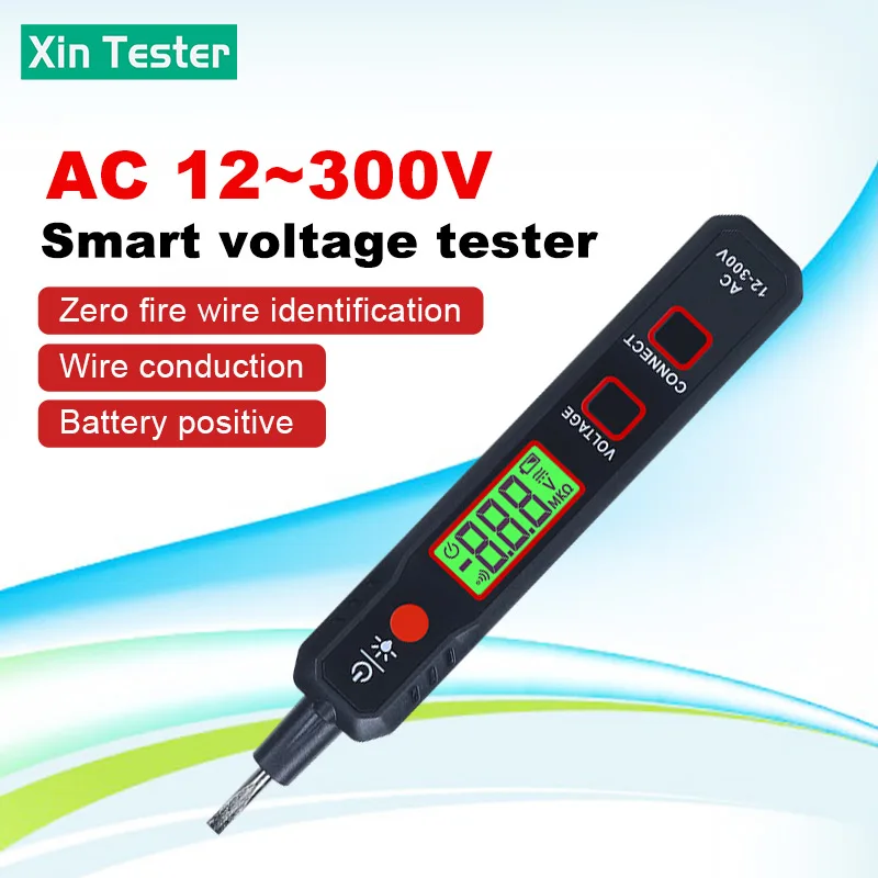 Xin Tester 300V rilevatore di tensione elettrica penna regolabile AC senza contatto tensione retroilluminazione torcia Tester di sensibilità XT89