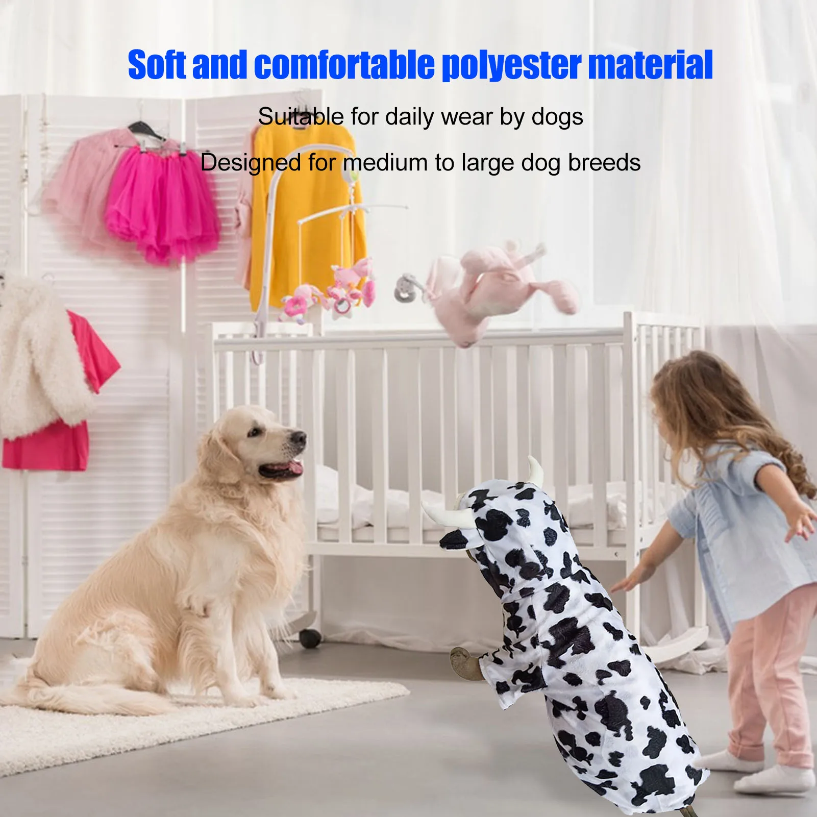 Puppy Clothes Cow Pattern Convenient Practical Reliable Protection Dog Clothes Black White For Medium To Large Dog Daily Clothes