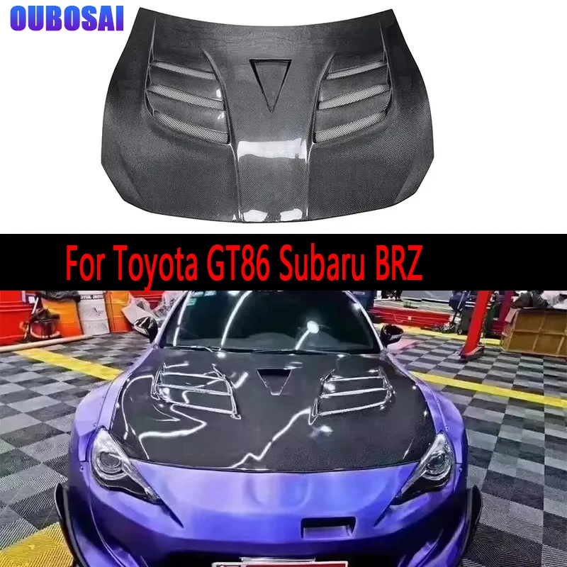 

For Toyota GT86 Subaru BRZ Carbon Fiber Hood Engine Cover Hood Car Headliner Hood Cutout Cooling Front Cover body kit