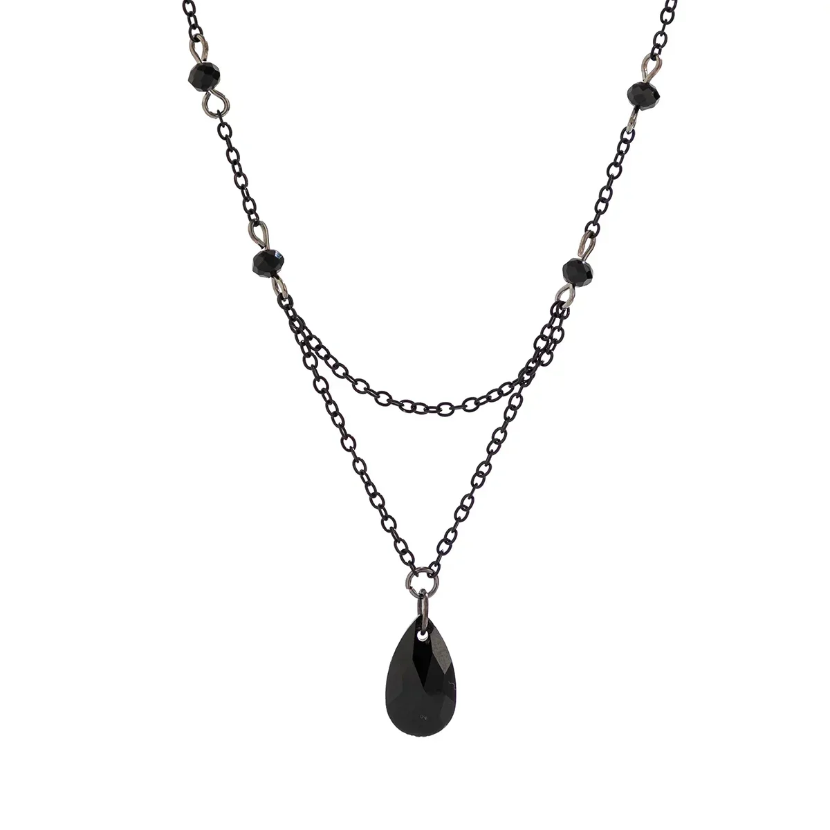 Gothic Black Spray Metal Chain Short Necklace Korean Acrylic Water Drop Pendant Choker Necklace Women's Neck Jewelry