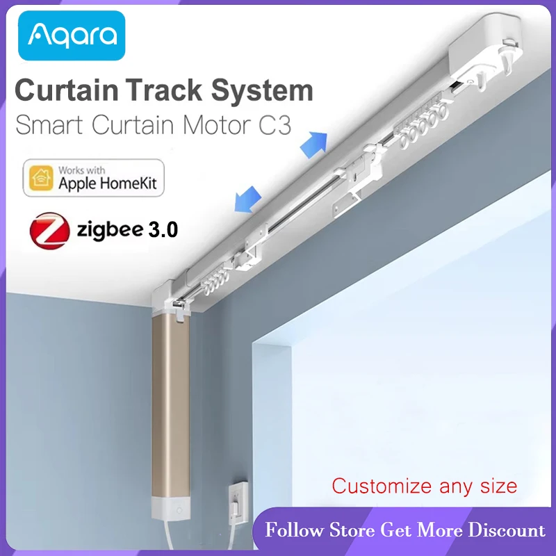

Aqara Smart Zigbee 3.0 Curtain Drive Motor C3 With1.3m-6m Silent Electric Curtain Rail Track Homekit Automatic Control System