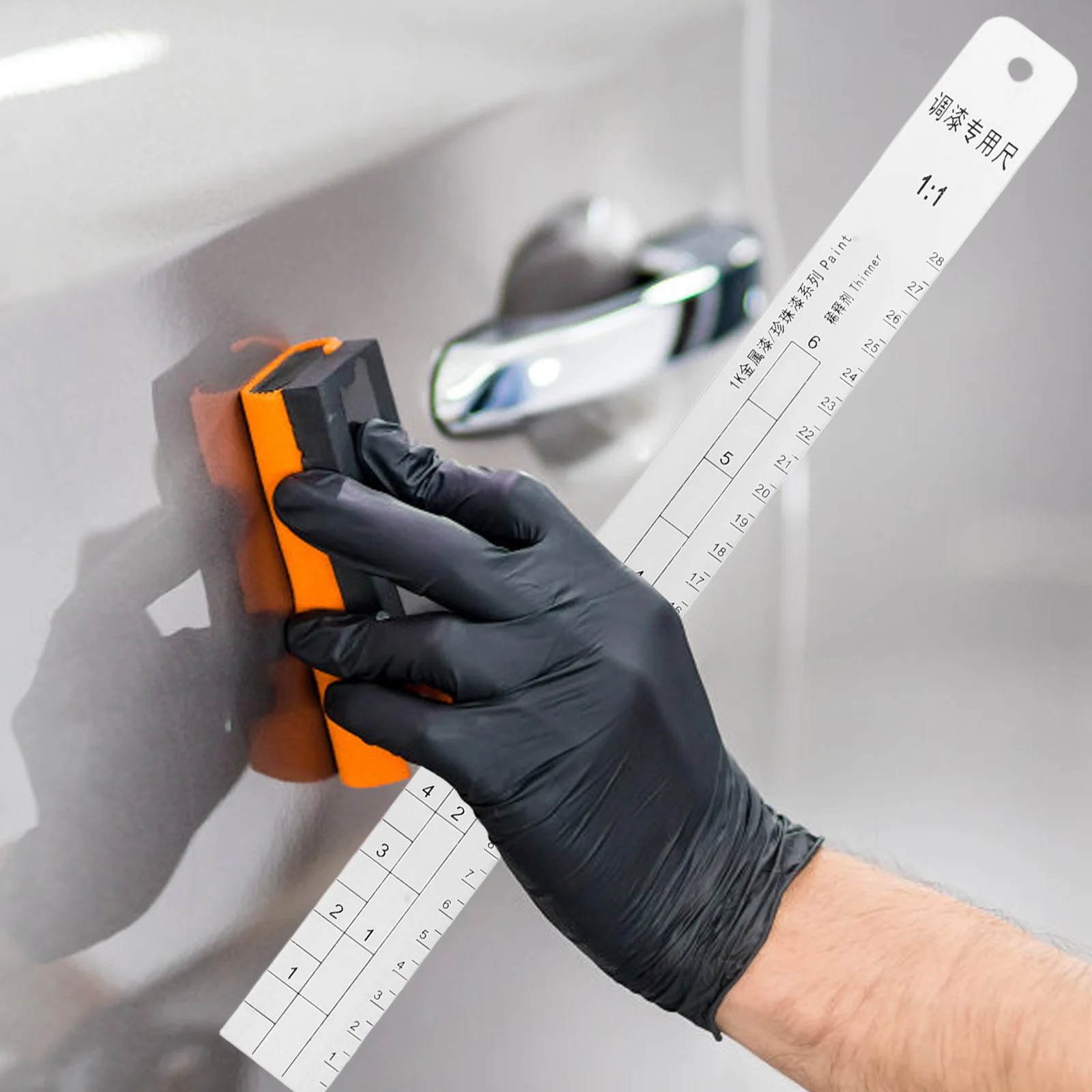 

2Pcs Stainless Steel Car Paint Mixing Ruler Scale Precise Vehicle Coating Color Measurement Tools for Paint Ratio Mixing