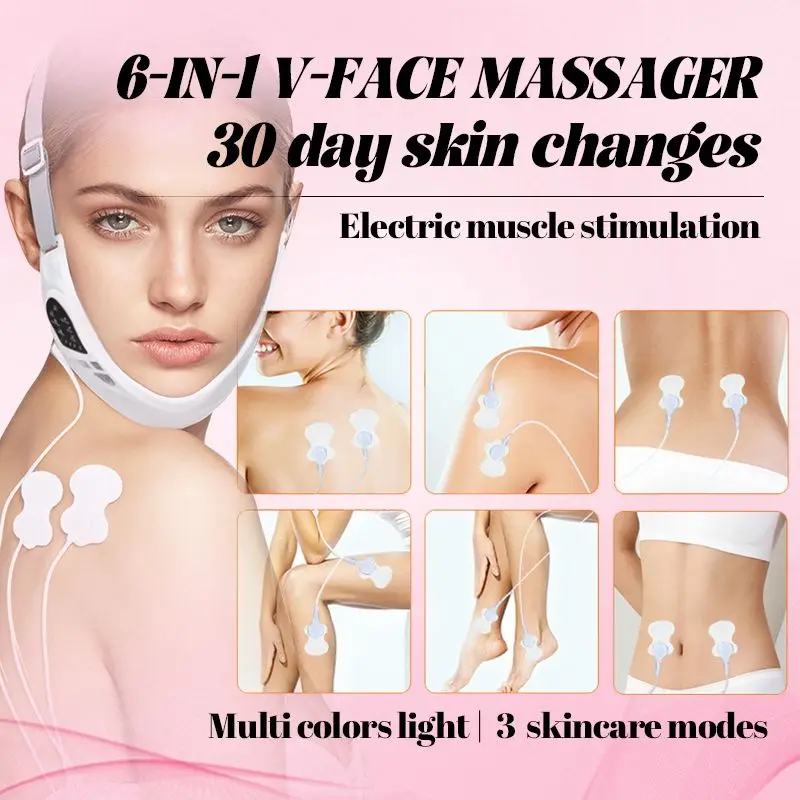 Máquina eléctrica de masaje facial en V, 18 niveles de intensidad, masaje facial, línea en V, levantamiento, reafirmante, estiramiento de la piel esgy, cuidado de la piel de las mujeres