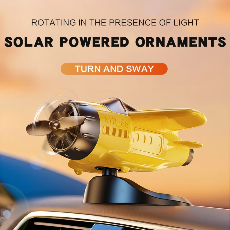 

Car Solar Airplane Ornaments 360° Rotary Creative Car Center Console Solar Powered Aircraft Ornaments Model Car Decoration Gift