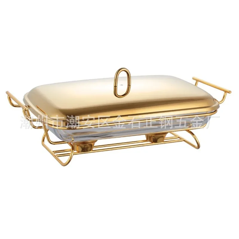 DSA new rectangular glass buffet stove food heating container heat-resistant glass meal 3