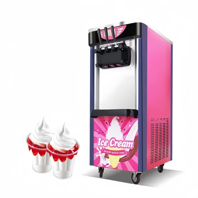 Commercial Automatic Soft Serve Ice Cream Maker Machine New Home Use Three Flavors Yogurt Milk Chocolate Water Economical Motor