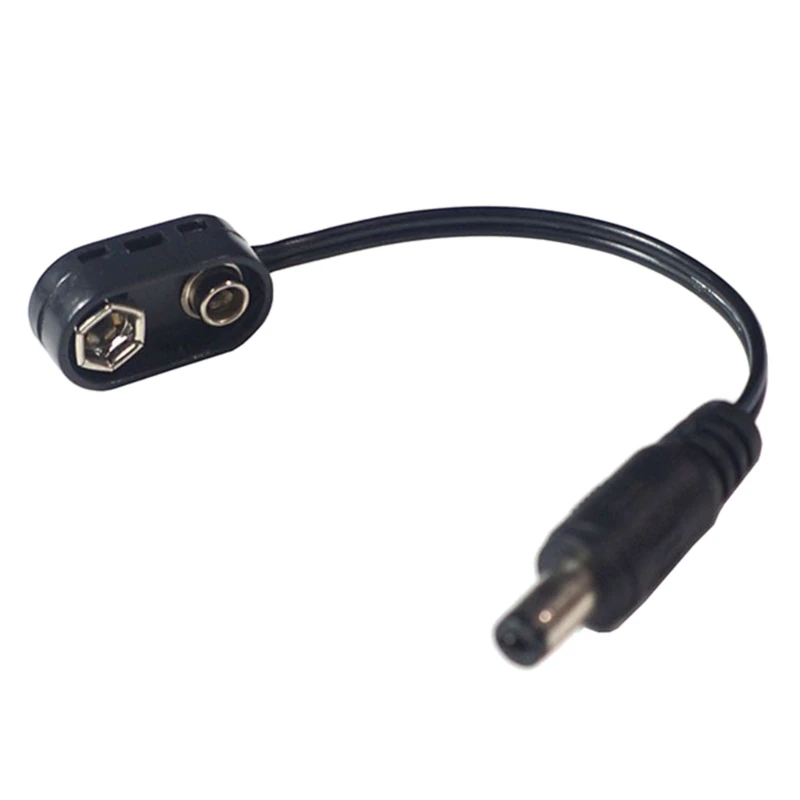 Convertidor de Clip de batería de 9V, enchufe macho DCJack, Cable de alimentación, conector a presión, Pedal de efecto de guitarra, adaptador de fuente de alimentación de batería