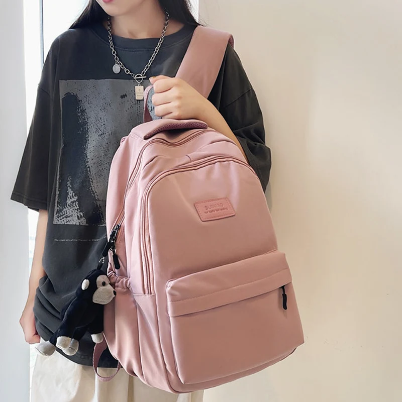 Solid Color Women Rucksack Large School Bag Backpack for Teenage Girls Fashion College Student Book Back Pack Mochila Feminina