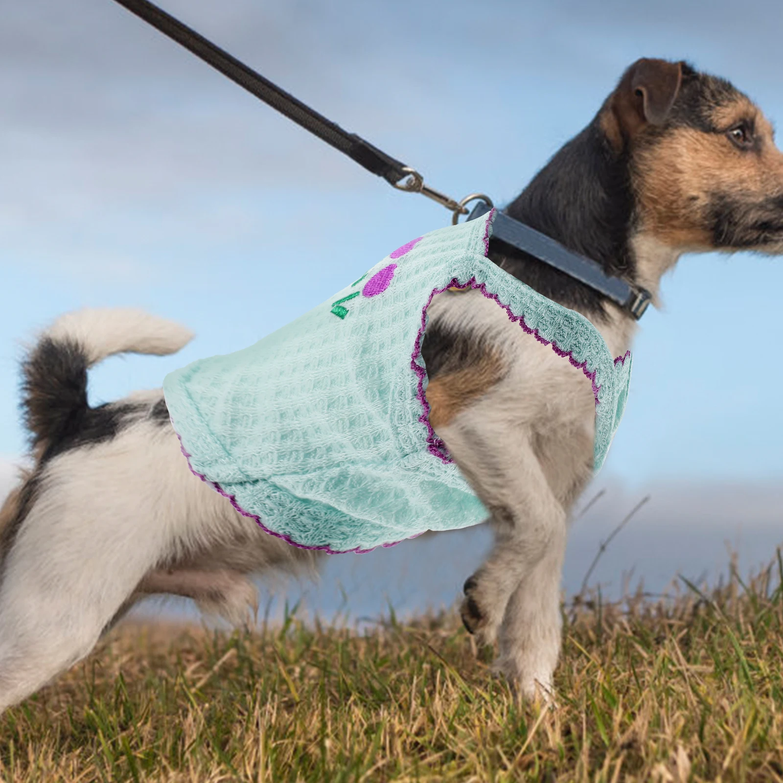 

Summer Pet Vest Puppy Dress Floral Embroidery Dog Clothing Comfortable Material Washable Shirt For Dog Cat Vest Pet