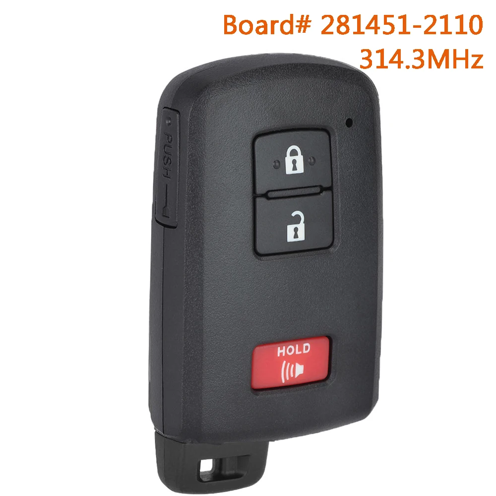

KEYECU 281451-2110 Smart Remote Key Fob for Toyota Prius C Land Cruiser Highlander HYQ14FBA 314.3MHz 3 Buttons