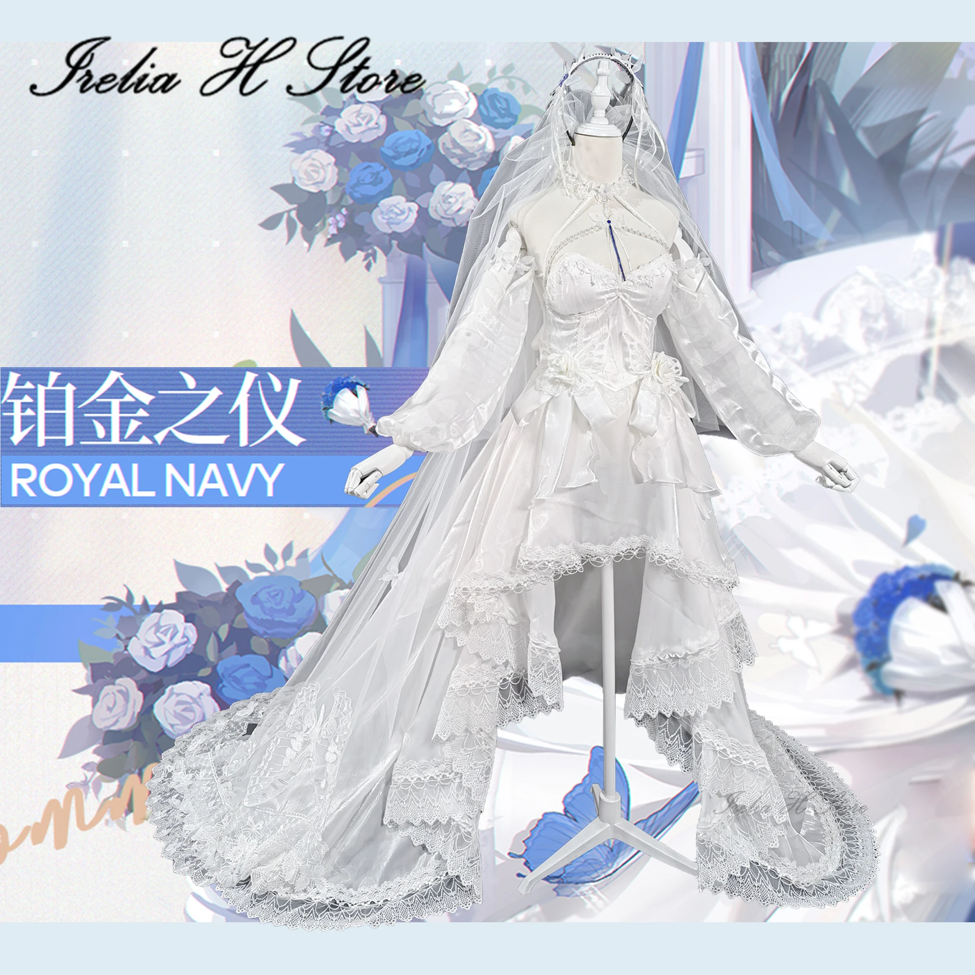 

Irelia H Store Customized HMS London Azur Lane London Bride Cosplay Costume Royal Navy wedding dress female